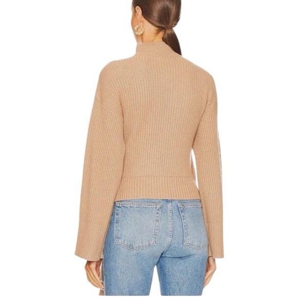 NWT JONATHAN SIMKHAI Amaris Wrap Sweater in Camel - Size Small - Picture 3 of 13